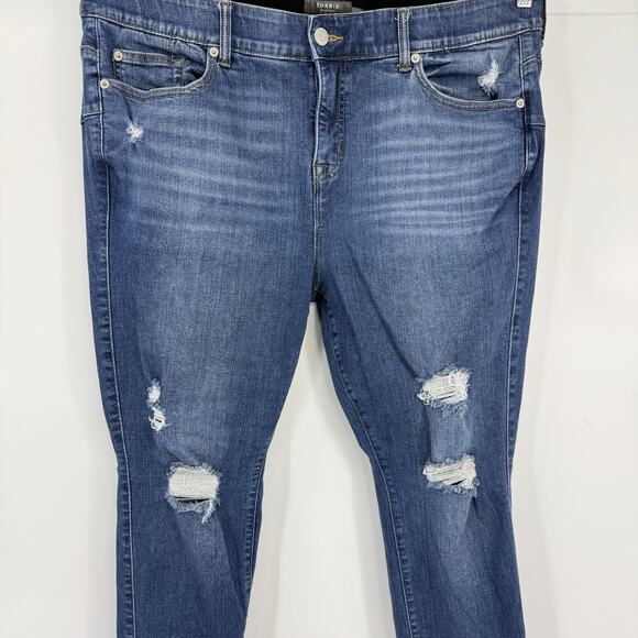 Torrid Bombshell Skinny Jeans Plus size 22S Medium Blue Denim High Rise Destroye - Picture 2 of 10
